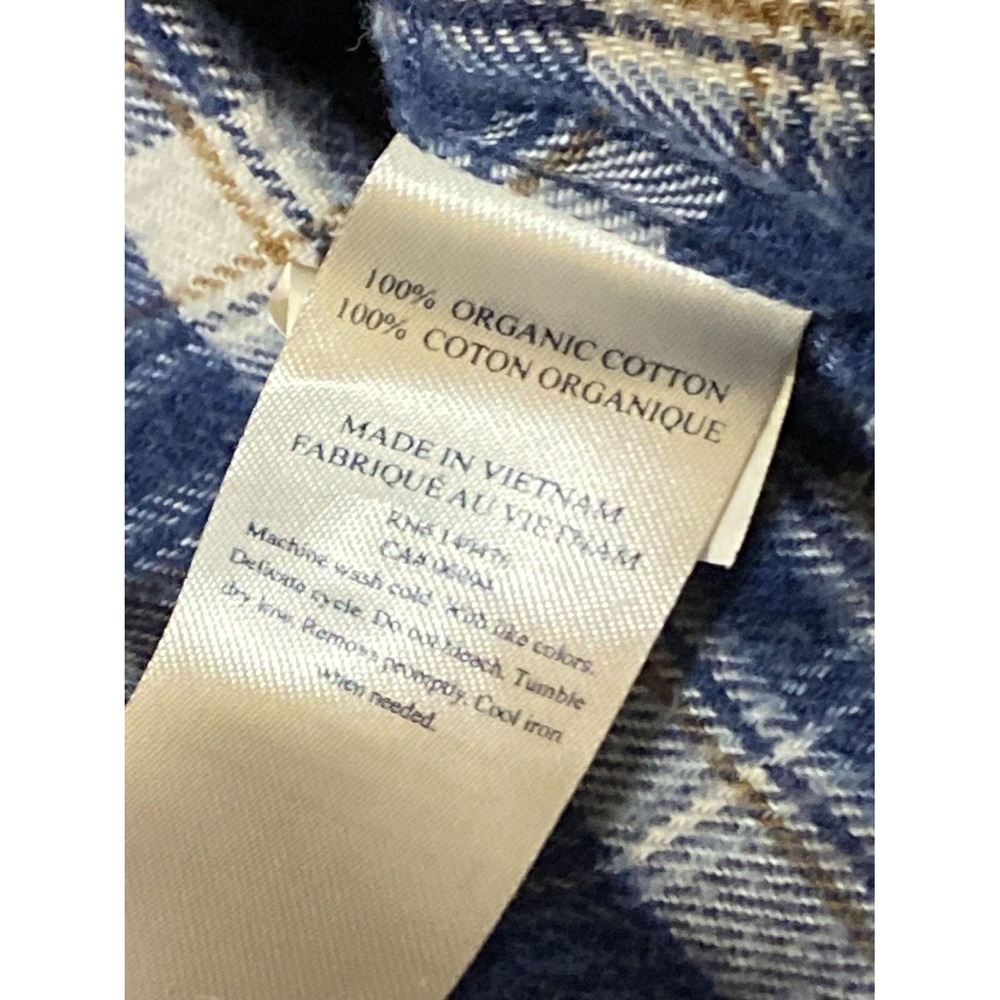 Faherty Shirt Mens Medium Button Up Flannel Blue Plaid Long Sleeve Casual Preppy - Picture 7 of 8